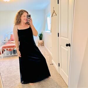 NWT Betsy & Adam Blue Shimmer Gem Strap Maxi Dress Gown 10